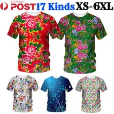 Mens Flowers T-shirt Summer 3D