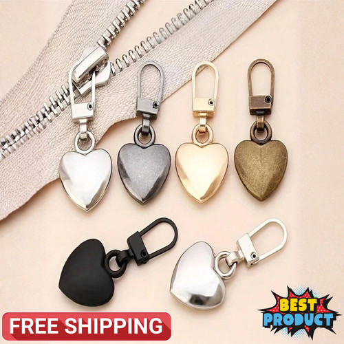 10pcs heart zipper charm - zipper, pull