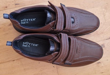 NEW Mens Hotter Energise Shoes, size 9.5.   Brown Leather,   Dual-fit.