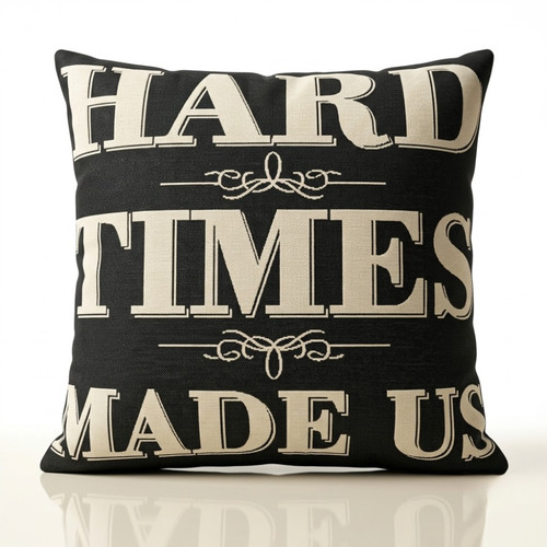 Black cream quote cushion - quote,