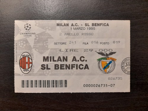 Ticket milan benfica 1995 - benfica,