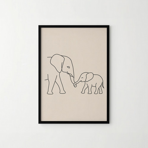 Minimal elephant wall - a4, art