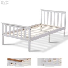 AVC Designs Single Pine Bed Frame 3ft White Wooden Shaker Style Bed inc Warranty
