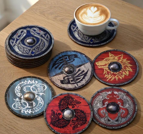 Norse viking shield coasters - norse,