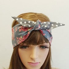 Self tie hair scarf, rockabilly headband, hair tie, summer head scarf, bandanna