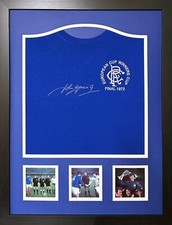 FRAMED JOHN GREIG GLASGOW RANGERS SIGNED 1972 FOOTBALL SHIRT WITH PROOF & COA