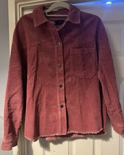 Women’s Zara Pink Corduroy Shacket Size L Long Sleeve