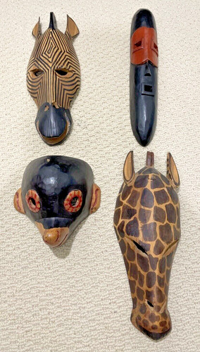 Carved wooden masks - wooden,