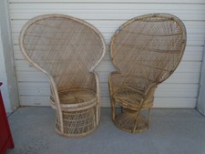 Pair Wicker Peacock Chairs 2