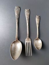 Lot Fraget Peau de Lion Silver Plated 2 Spoon And Fork Rossigneux RARE Cutlery