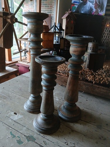 Wooden candle holders - , tall