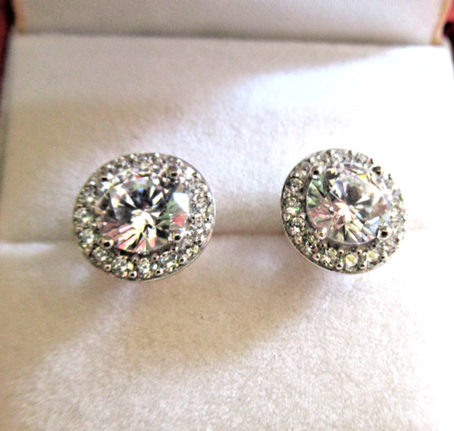 Qvc diamonique halo earrings - earrings,