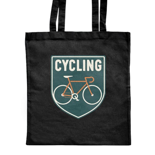 Cycling emblem shopping tote - 'cycling,