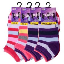 Girls Trainer Ankle Socks Childrens Shoe Liners Sports Funky Designs 6 Pairs