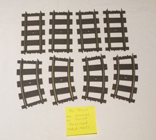 Lego 9V 4515 Metal Straight Track x4, 9V 4520 Metal Curved Track x4, USED.