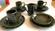 Portmeirion Green TOTEM 7" Plates Cups Saucers Jug Susan Williams Ellis 1970s