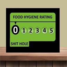 Funny Food Hygiene Rating Metal wall sign, Cafe bar man cave shed bbq garden