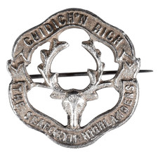 Antique Old World War One Seaforth Highlanders Silver Sweetheart Brooch Badge