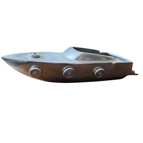 Aluminum motorboat sculpture - aluminum,