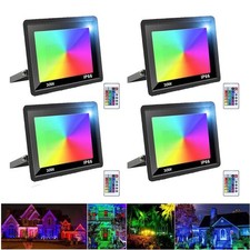 4x LED Flood Lights RGB Colour
