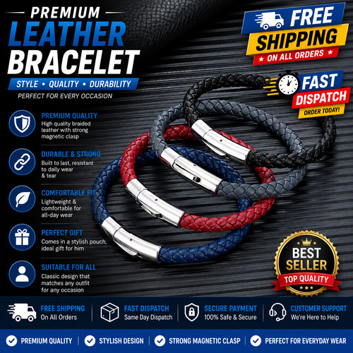 Leather bracelet for mens - leather,