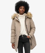 Superdry Womens Beige  Everest Faux Fur  Parka Coat rrp £145.