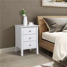 White Bedside Table Nightstand Bedside Cabinet with 3 Drawers Storage Unit Home