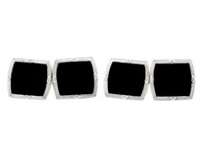 Antique Art Deco Black Onyx 18Carat Yellow Gold, Platinum Set Cufflinks c.1920
