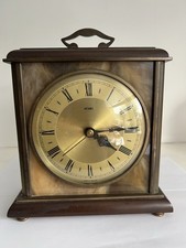 Vintage Metamic Mantle Clock Quartz Mid-Century Brass With Marble Effect 8”