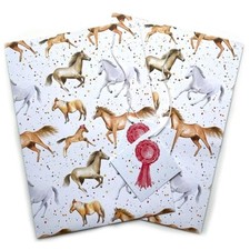 HORSE PONY WRAPPING PAPER 2 SHEETS & TAGS GIFT WRAP COUNTRYSIDE *FREE POSTAGE*