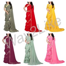 Women's Ruffle Saree Georgette