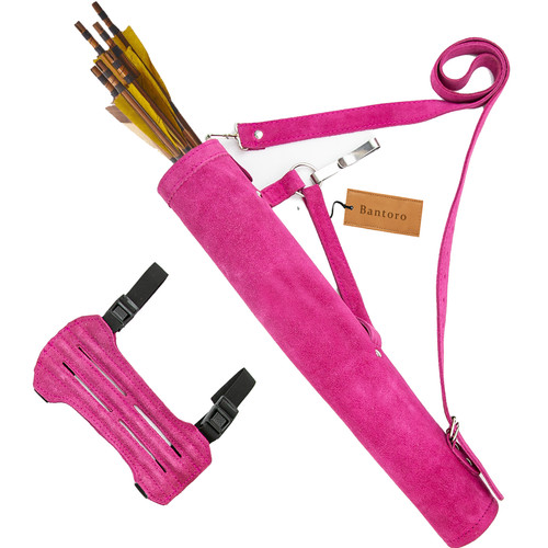 Pink leather archery quiver - ,