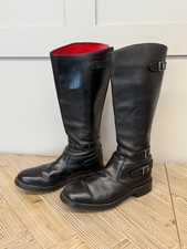 Vintage black leather motorcycle police boots Itshide Commando uk9 made England 