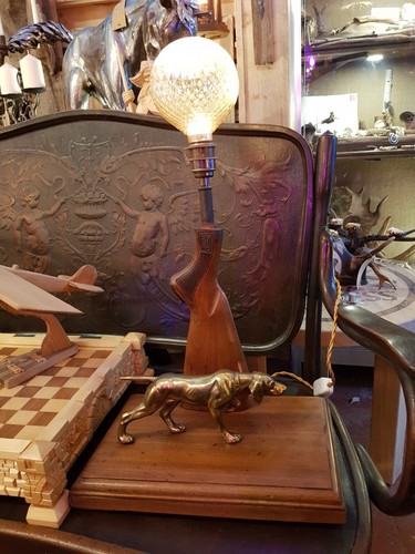 Antique table lamp with - table,