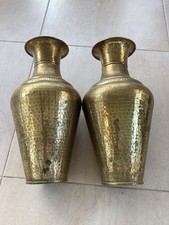 2 Vintage Brass Hammer Vase
