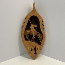 End Of The Trail Native American on Horse Laser Scroll Saw Wood Feather Wall Art