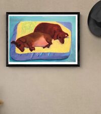 VINTAGE  David Hockney Framed "Dogs Days" A3 Fine Art Print Poster 1995
