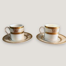 Pair of Vintage Gold Gilt Expresso Cups and Saucers CH.K