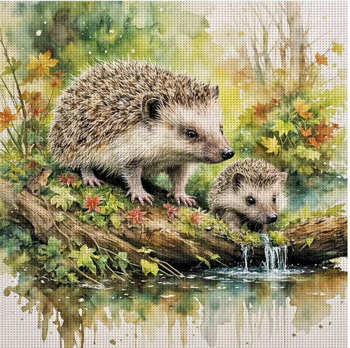 Two hedgehogs stamped - hedgehogs,