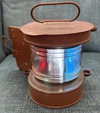 Masthead Copper Red Clear Blue Glass Ships Light Lamp Ship Antique Nautical