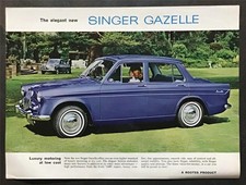SINGER Gazelle Car Sales Specification Leaflet 1963-64  Ref 1004/H