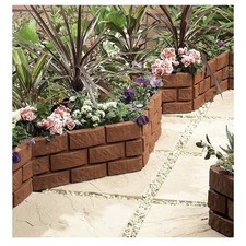 8 x Brick Effect Garden Border Lawn Edging Strips – Terracotta Weatherproof