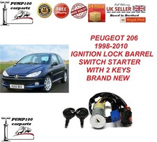 FOR PEUGEOT 206 1998-2010 IGNITION LOCK BARREL SWITCH STARTER & 2 KEYS NEW