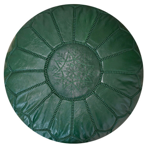 Moroccan leather pouf full - moroccan,