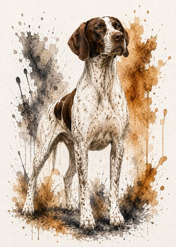 Pointer dog art print - pointer,