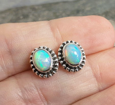 925 Silver ETHIOPIAN WELO OPAL Stud Earrings E368~Silverwave*uk Jewellery