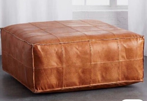 Leather pouf ottoman moroccan - leather,