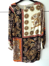 BIBA - VINTAGE SHIFT DRESS - MULTI COLOURED SCARF PRINT - SIZE 14
