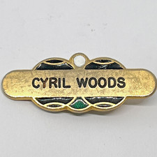 Cyril Woods Bowling Enamel Name Lapel Pin Badge Bowls Bowler Lawn Sports Game UK
