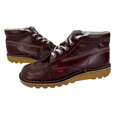 Vintage Kickers Kick Hi Dark Red Leather Boots Shoes Lace Up  Men's UK 9 Used